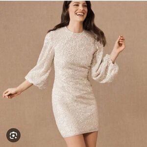 BHLDN Goldie dress white Sequin mini bridal rehearsal Anthropologie NWT 2